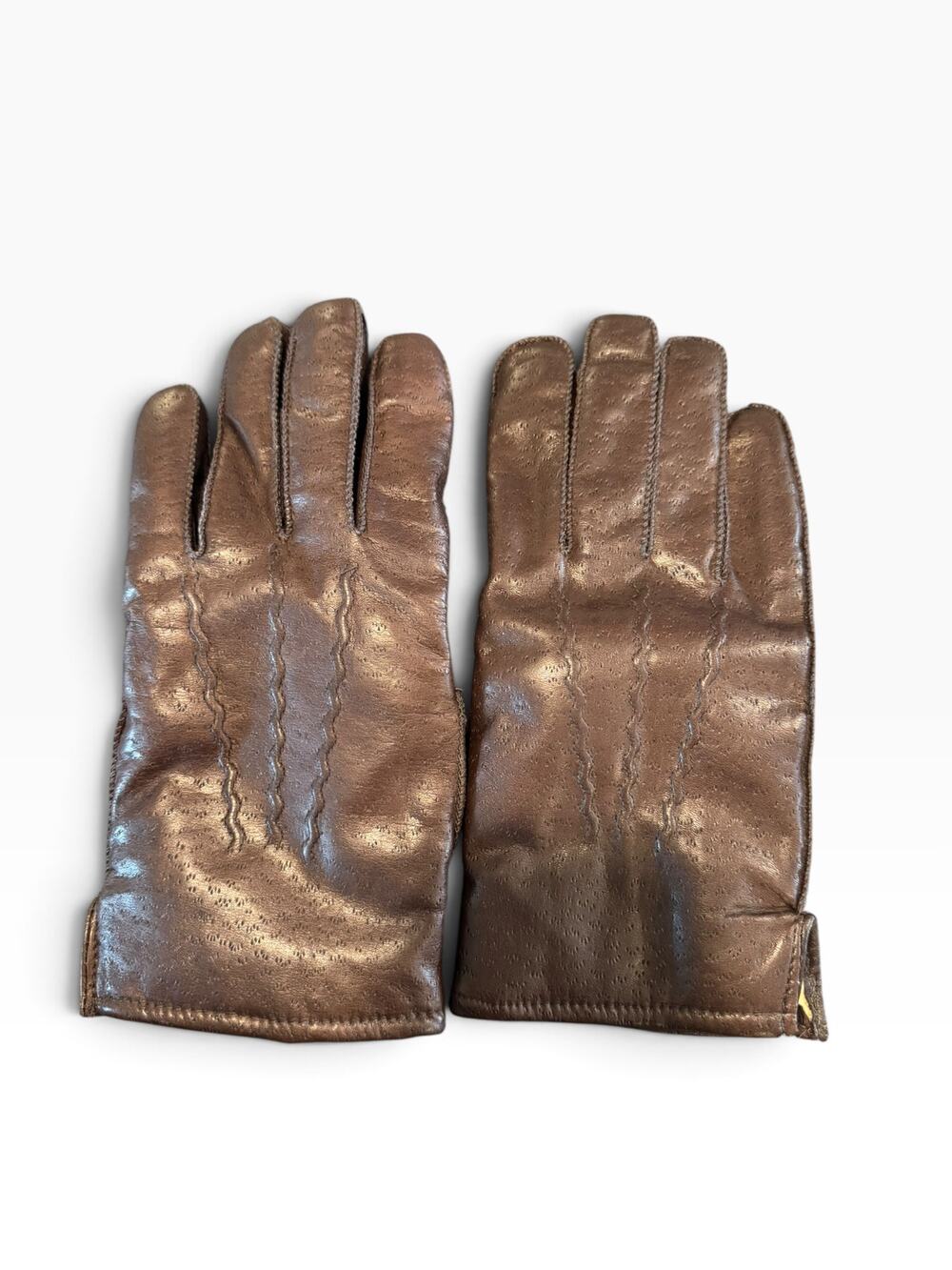 Vintage Sears Brown Genuine Leather Driving Gloves Men’s Classic Dress Gloves